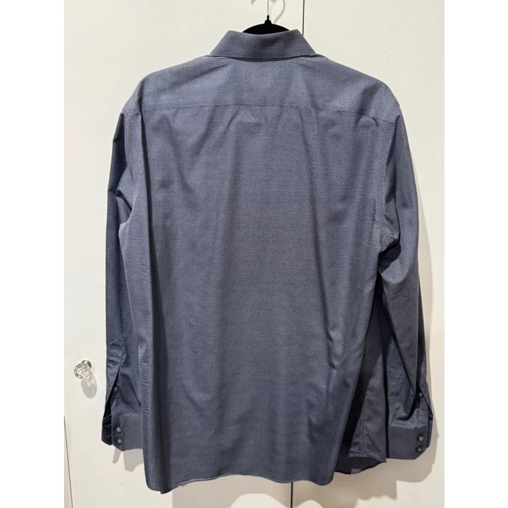 Men's Banana Republic dress Shirt M Blue gray diamond print L/S slim fit GUC